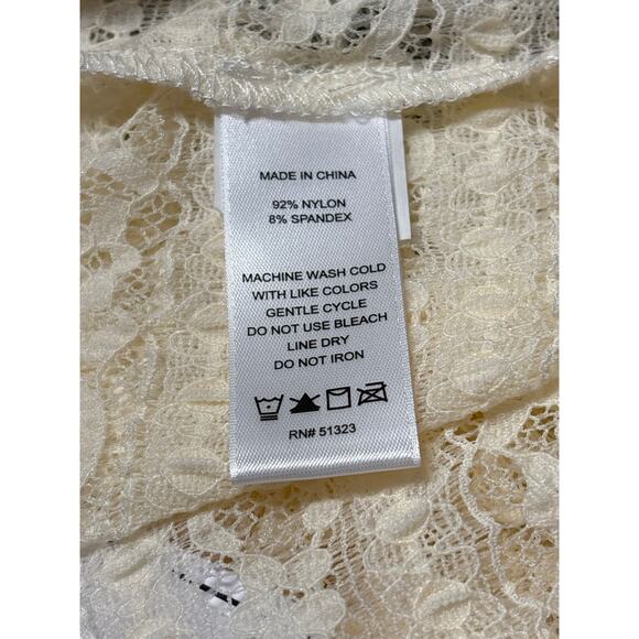1.State Stretch Lace Crew Neck T-shirt In New Ivory Size XL Short Sleeves Sheer - Picture 6 of 7